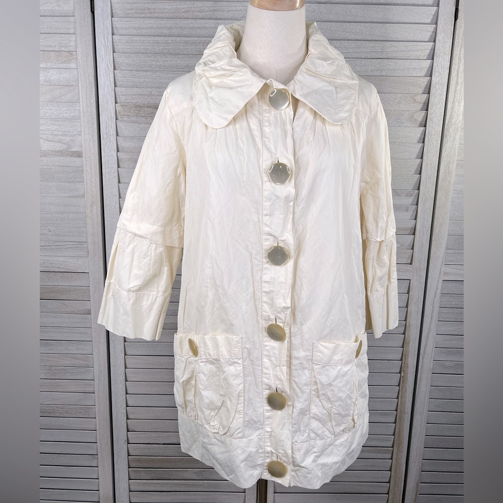 MAC & JAC Ruched Collar Jacket Crinkle Nylon Cream-8